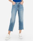 Express Womens High Waisted Original Raw Hem Straight Cropped Jeans