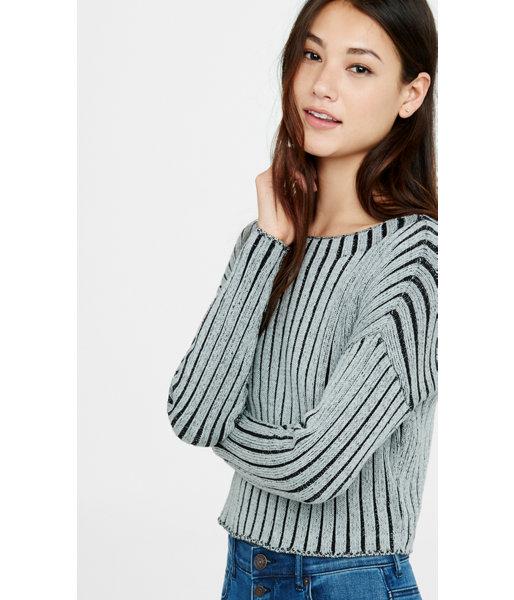 Express Women's Sweaters & Cardigans Plaited Crew Neck Cropped