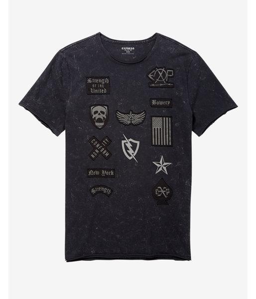 Express Mens Patch Embellished Graphic T-shirt
