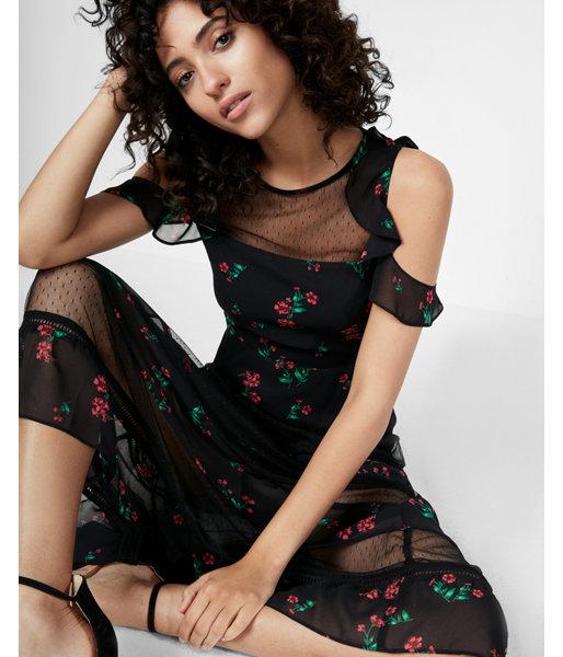 Express Cold Shoulder Fit And Flare