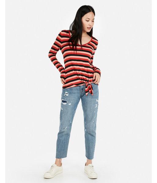 Express Womens Express One Eleven Stripe V-neck Side Tie