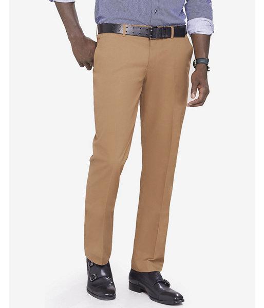 Express Mens Slim Photographer Khaki Stretch Cotton Dress Pants