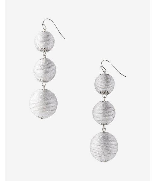Express Womens Linear Metallic Fabric Ball Drop Earrings