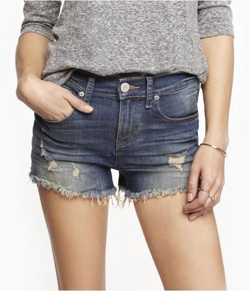 Womens 2 1/2 Inch High Rise Cutoff Denim Shorts Blue 10