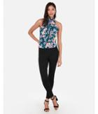 Express Womens Floral High Neck Banded Bottom Top