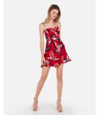 Express Womens Tropical Square Neck Ruffle Wrap Dress