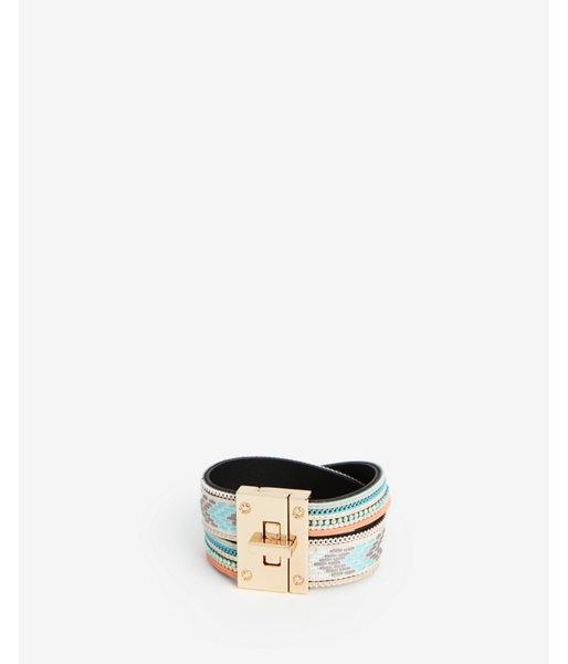 Express Womens Crossover Row Aztec Turnlock Cuff Bracelet