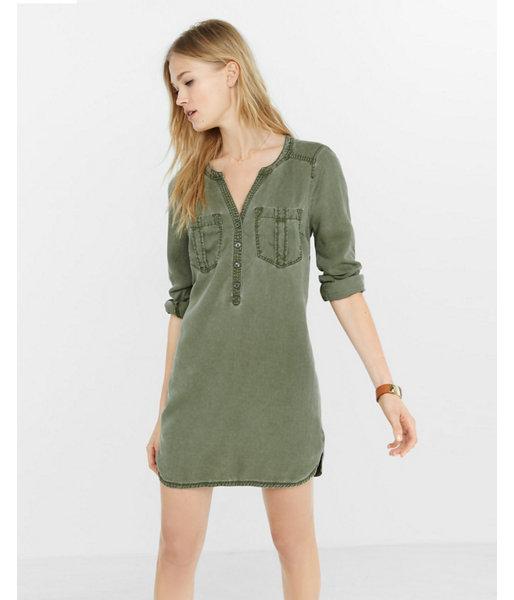 Express Womens Silky Soft Twill Tunic Dress