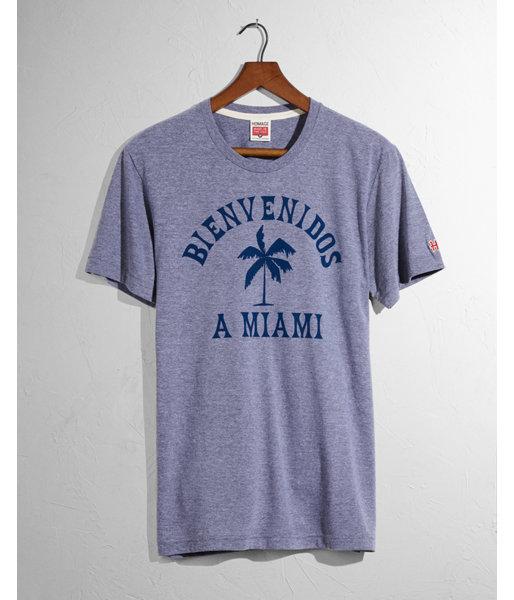 Express Mens Homage Bienvenidos A Miami Crew Neck Tee