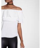 Express Satin Ruffle Off The Shoulder Blouse