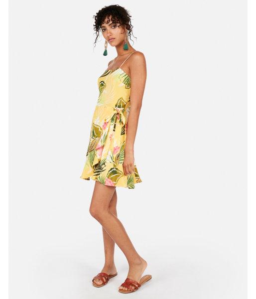 Express Womens Floral Square Neck Wrap Front Cami Dress