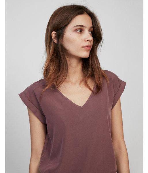 Express Womens Rolled Sleeve V-neck Blouse