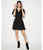 Express Womens Polka Dot Surplice Fit And Flare Dress