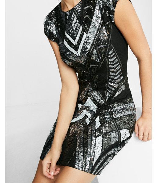 Express Deco Sequin Embellished Cap Sleeve