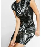 Express Deco Sequin Embellished Cap Sleeve