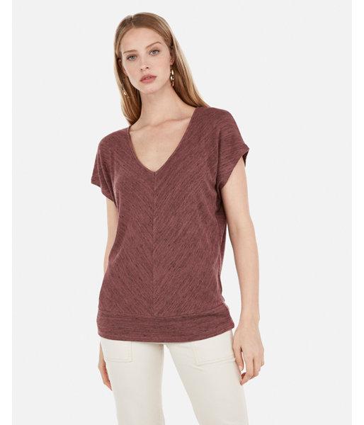 Express Womens Express One Eleven Marble V-neck Banded Dolman Tee