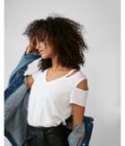 Express Womens Split Shoulder Cut-out V-neck Tee