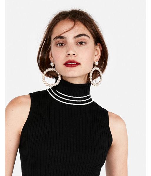 Express Womens Ribbed Sleeveless Turtleneck