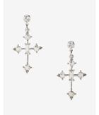 Express Womens Stone Cross Drop Earrings