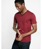 Express Mens Space Dyed Slub Knit Flex Stretch V-neck Tee