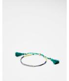 Express Womens Green Faceted Tassel Pull-cord Bracelet