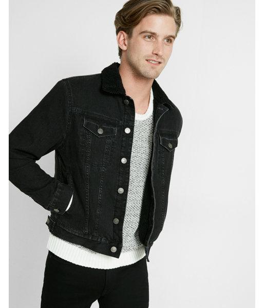 Express Mens Sherpa Lined Denim Jacket