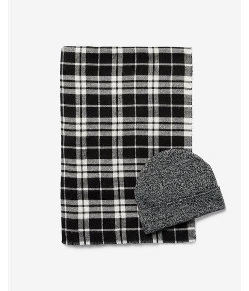 Express Mens Plaid Scarf And Beanie Gift