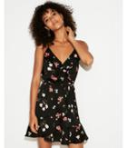 Express Womens Floral Ruffle Wrap Front Cami Dress