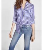 Striped Convertible Sleeve City Shirt By Express
