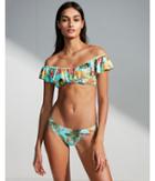Express Womens Floral Scoop Neck Ruffle Bikini Top