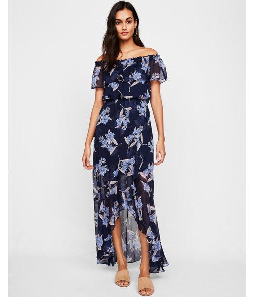 Express Womens Floral Off The Shoulder Ruffle Front