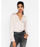 Express Womens Petite Satin Shimmer Popover