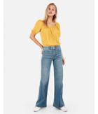 Express Womens Square Neck Puff Sleeve Cropped Top