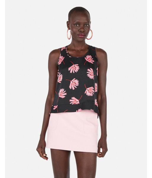 Express Womens Palm Print Cut-out Hem Tank