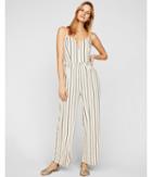 Express Womens Petite Striped Wide Leg V-wire Jumpsuit