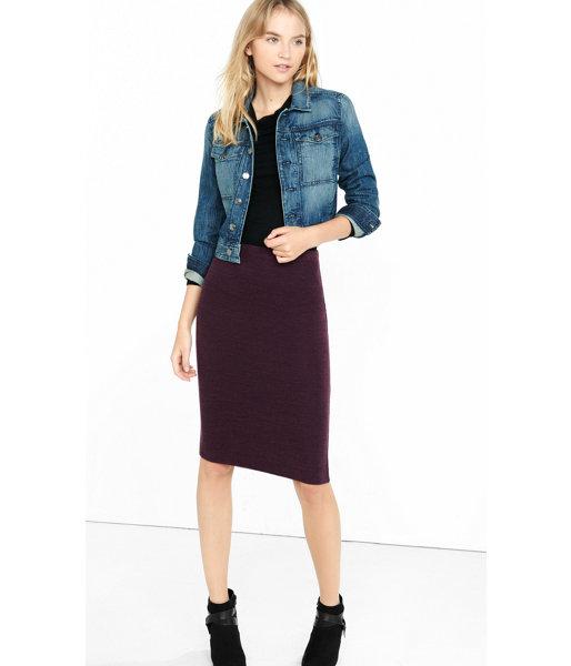 Express Women's Skirts Marled Berry High Waisted Knit Pencil