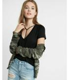 Express Womens V-neck Choker Tee