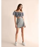 Express Womens Gingham Off The Shoulder Tiered Cropped Top
