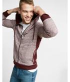 Express Mens Speckled Contrast Zip Front Hoodie