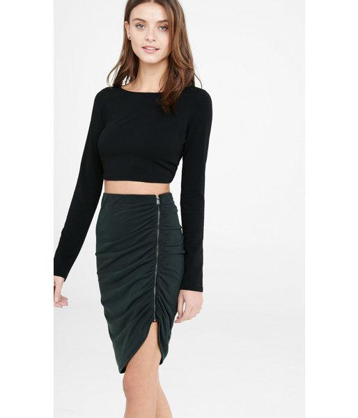 Express Women's Tops Long Sleeve Crisscross Back Cropped Top