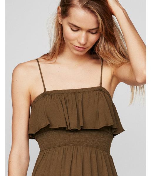 Express Womens Smocked Ruffle Front Fit And Flare Cami Dress