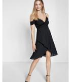 Express Womens Lace Trim Cold Shoulder Wrap Dress