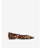 Express Womens Leopard Print Leather Pointed Toe Flats