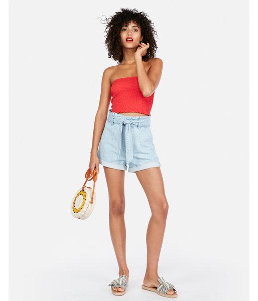 Express Womens High Waisted Tie Waist Denim