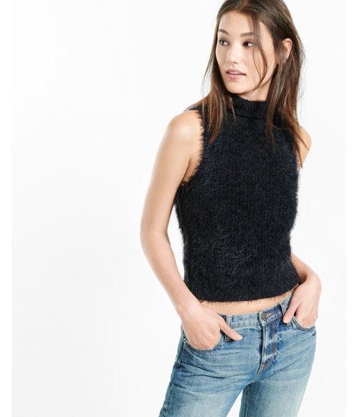 Express Fuzzy Sleeveless Turtleneck