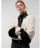 Express Womens Mixed Faux Fur Cozy Cropped Jacket