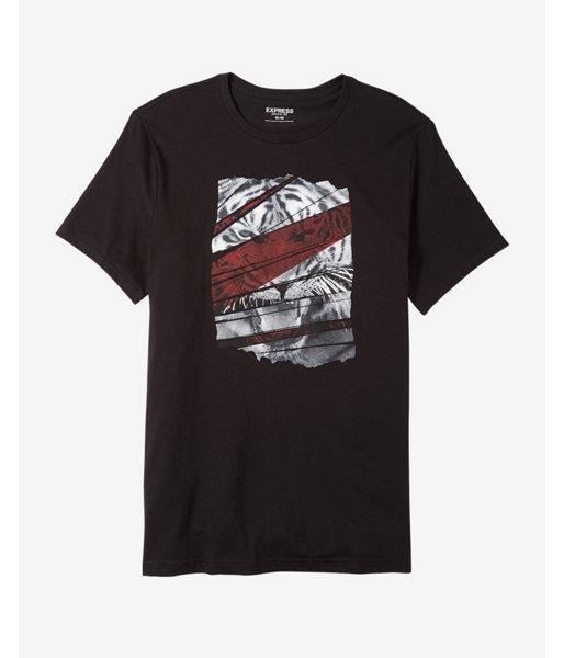 Express Mens Tiger Cotton Crew Neck Graphic Tee