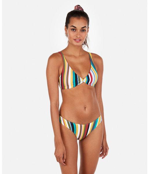 Express Womens Printed Twist Front Scoop Bikini Top
