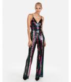 Express Womens Multicolor Sequin Jumpsuit