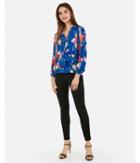 Express Womens Floral Deep V-neck Tie Front Top